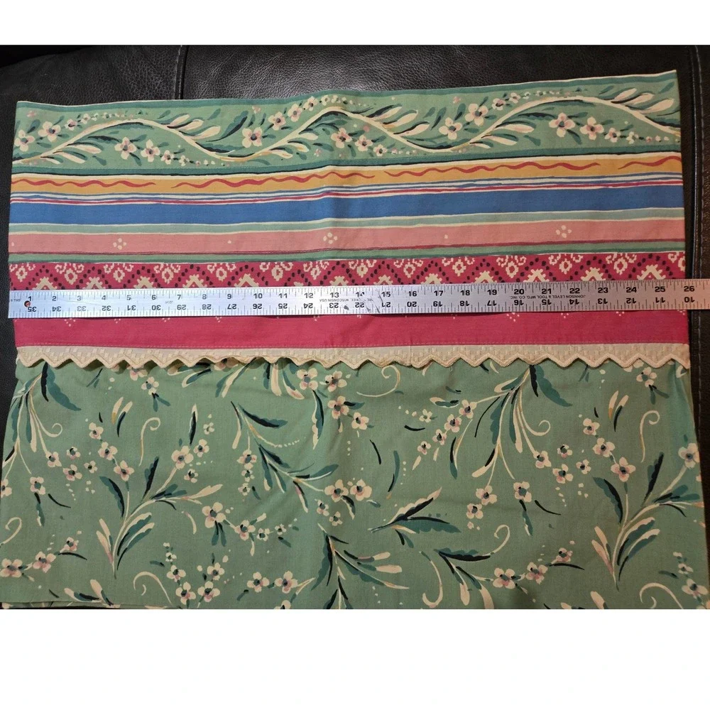 Unbranded Floral‎ Valance Green Pink Vintage Cottagecore 26x18 Good